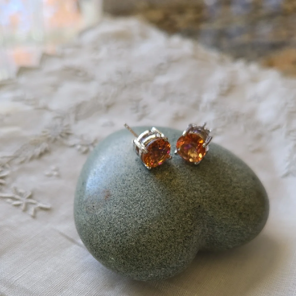 Rainbow Topaz Sterling Silver Studs - Picture 1 of 8